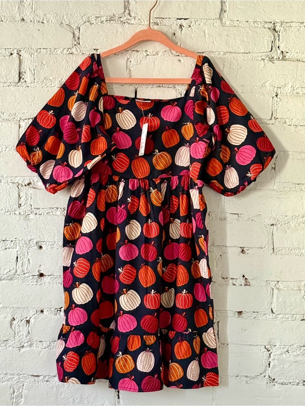 Gymboree Pumpkin Print Puff Sleeve Dress Size 10 NWT